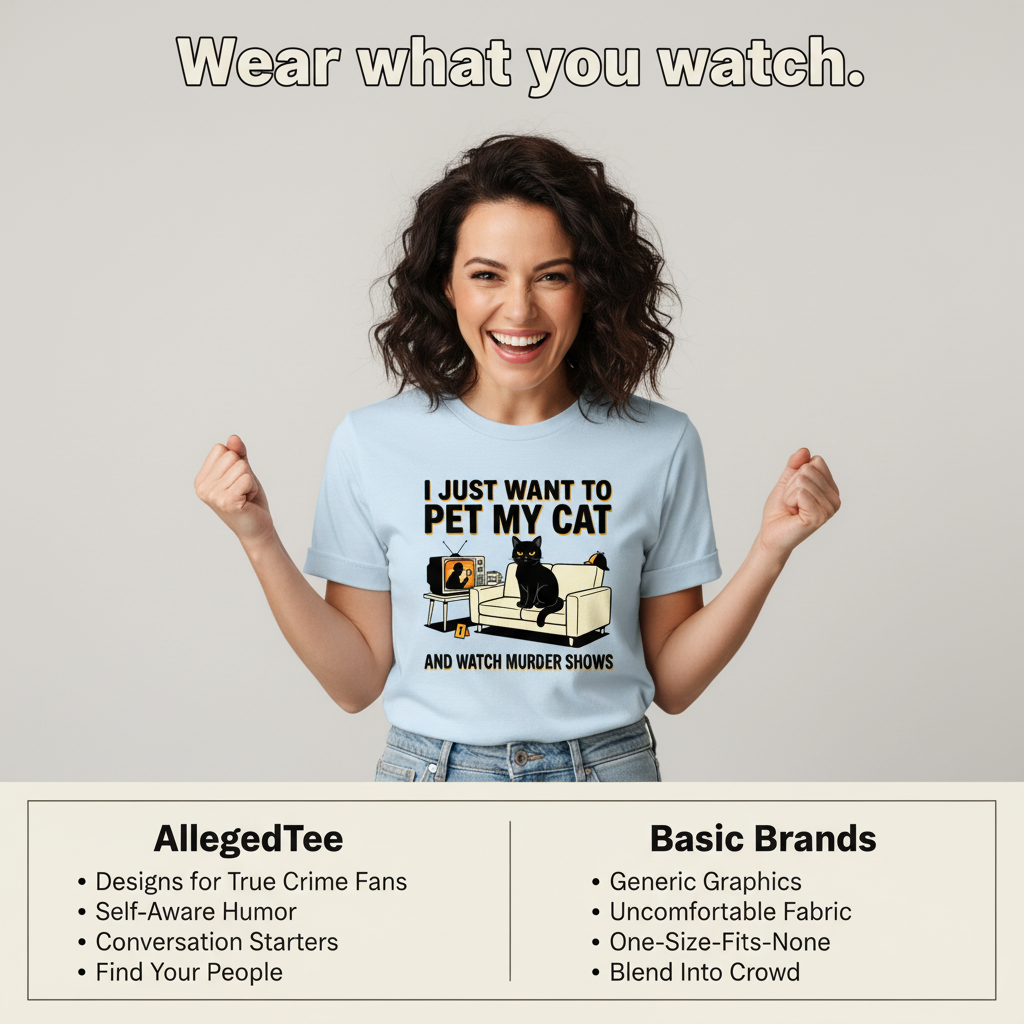Pet My Cat and Watch Murder Shows T-Shirt_product_table