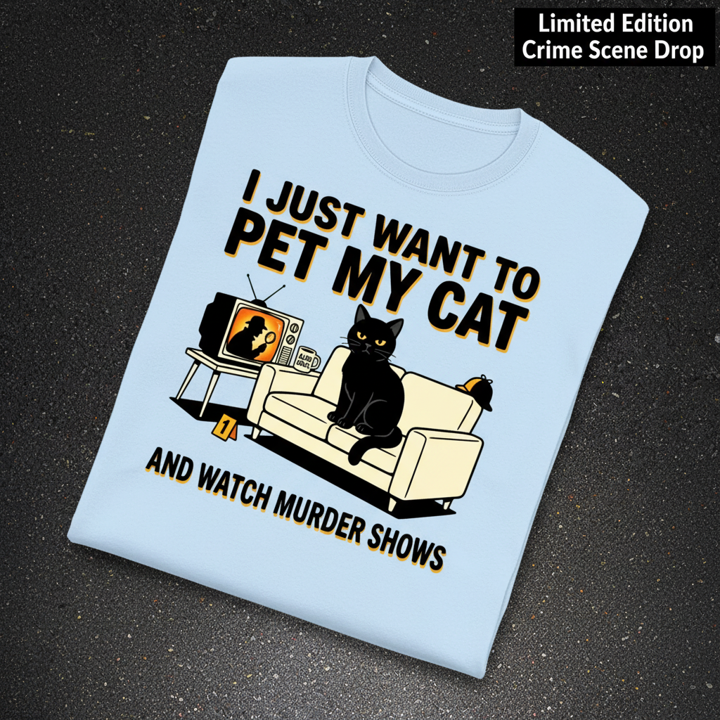 Pet My Cat and Watch Murder Shows T-Shirt_fold_tilt