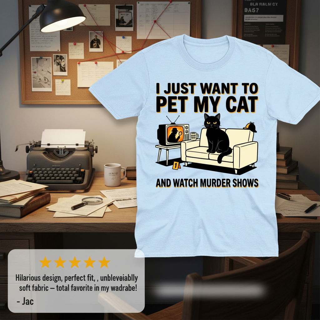 Pet My Cat and Watch Murder Shows T-Shirt_review_5star