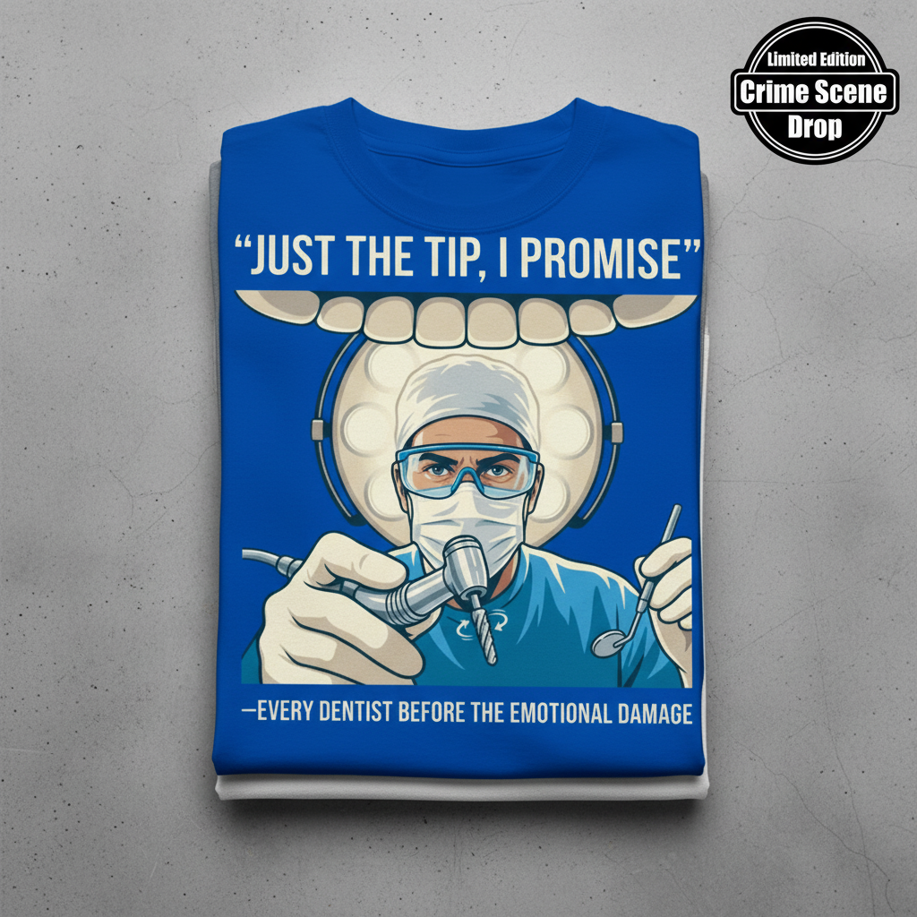 Just the Tip Dentist Humor T-Shirt_stacked_flatlay