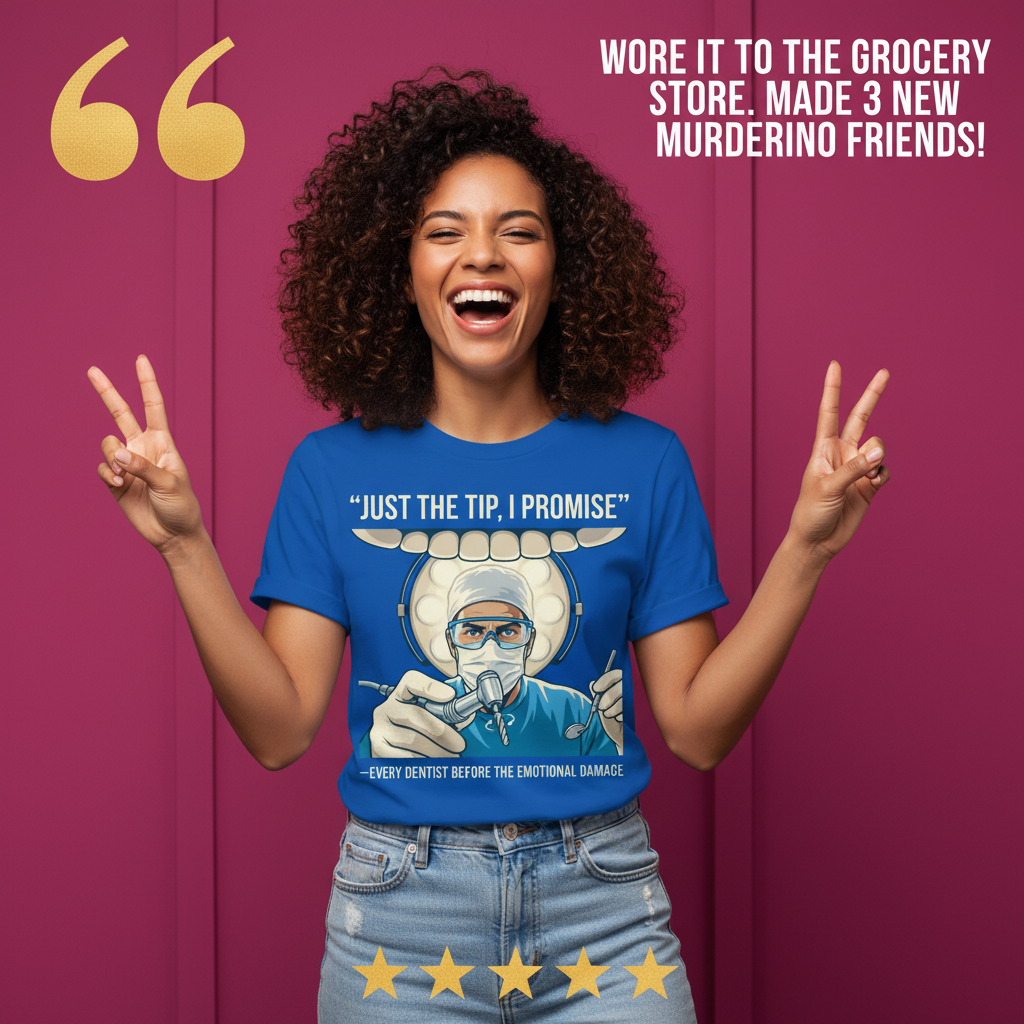 Just the Tip Dentist Humor T-Shirt_model_testimonial