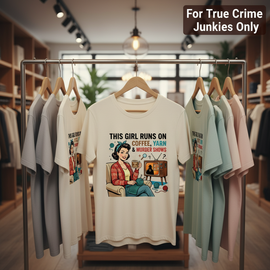 Coffee Yarn & Murder Shows T-Shirt_boutique_rack