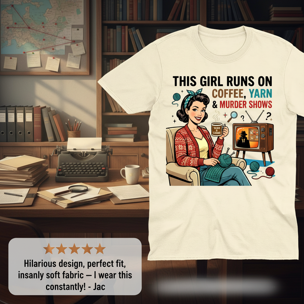 Coffee Yarn & Murder Shows T-Shirt_review_5star