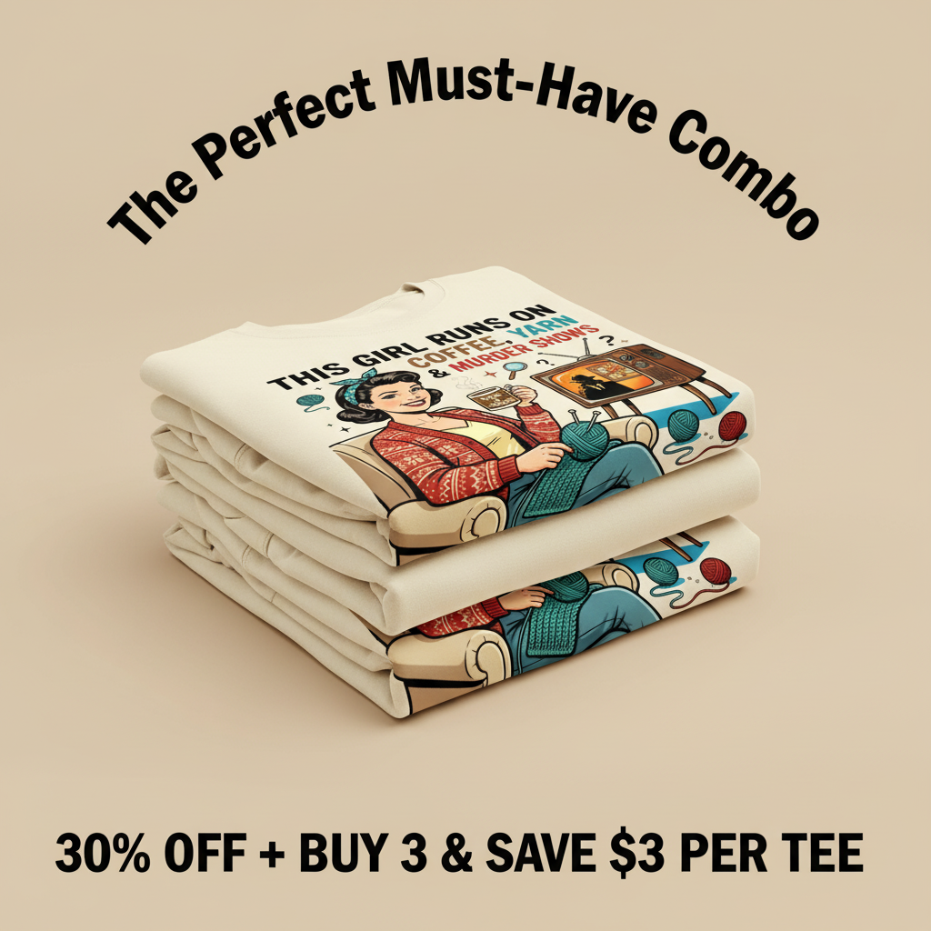 Coffee Yarn & Murder Shows T-Shirt_stacked_promotion