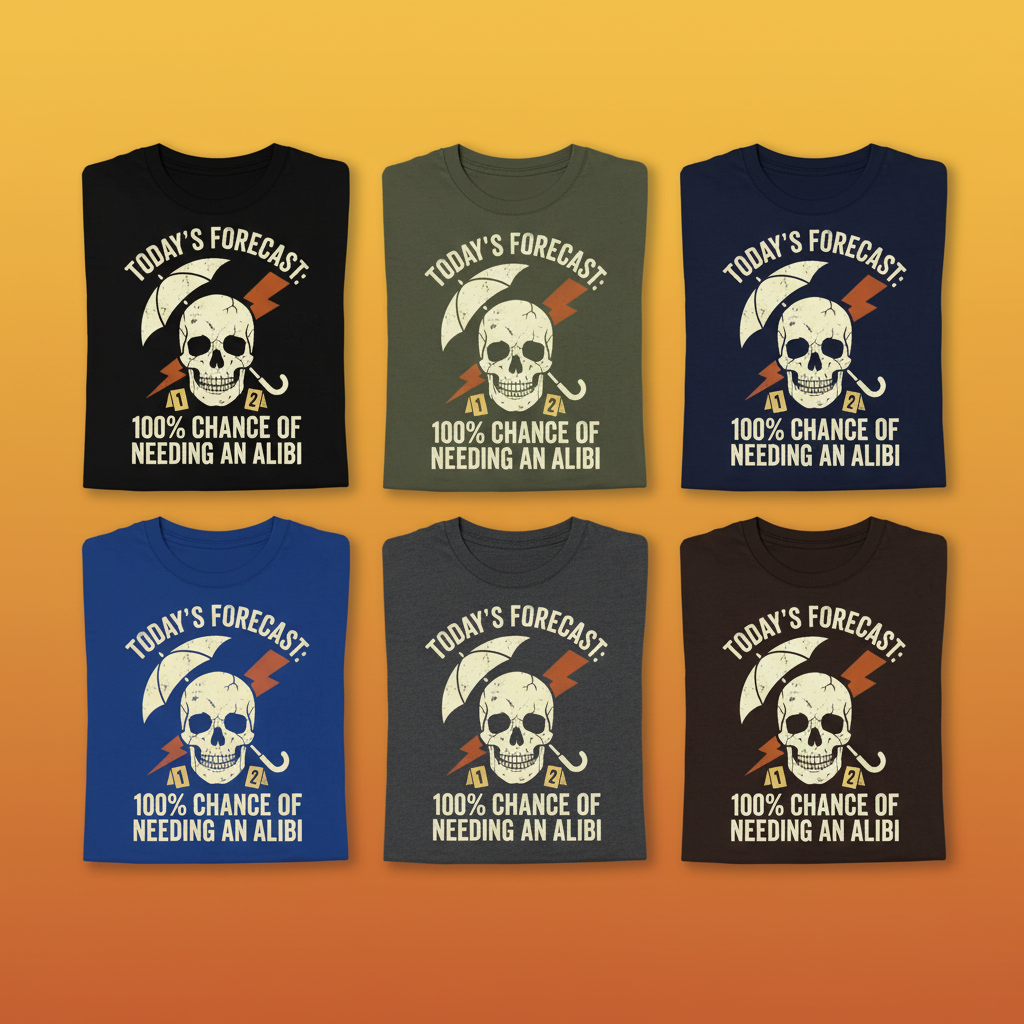 Forecast Alibi Humor T-Shirt_6color_grid