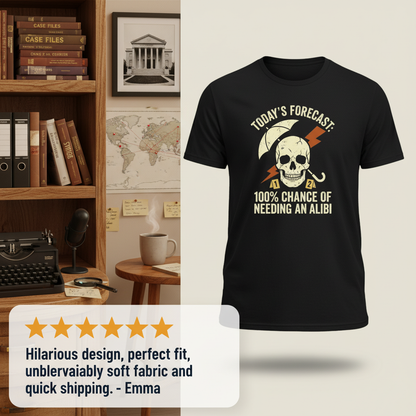 Forecast Alibi Humor T-Shirt_review_5star
