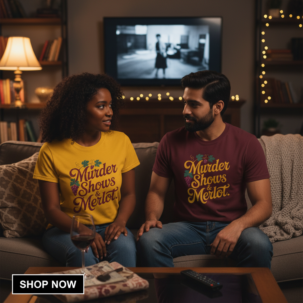 Murder Shows & Merlot T-Shirt_dual_lifestyle