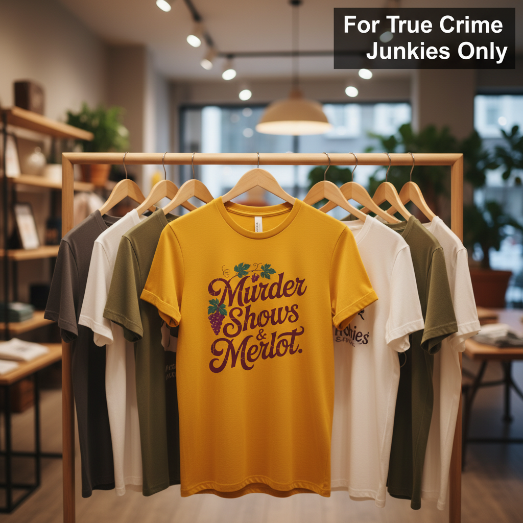 Murder Shows & Merlot T-Shirt_boutique_rack