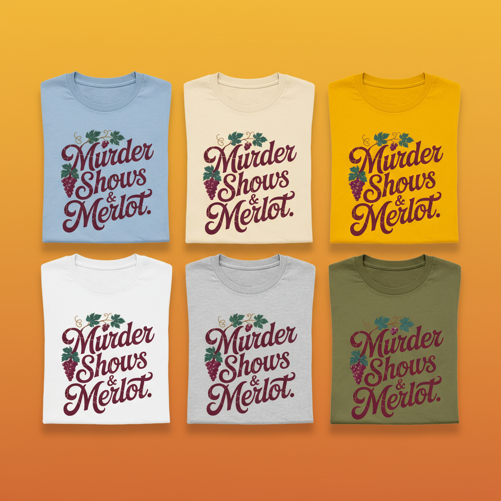 Murder Shows & Merlot T-Shirt_6color_grid