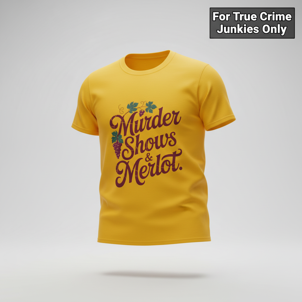 Murder Shows & Merlot T-Shirt_3d_float