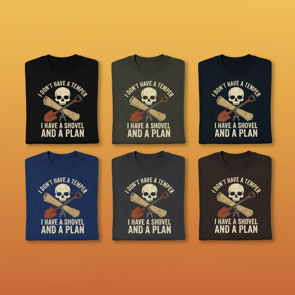 Shovel and a Plan Dark Humor T-Shirt_6color_grid