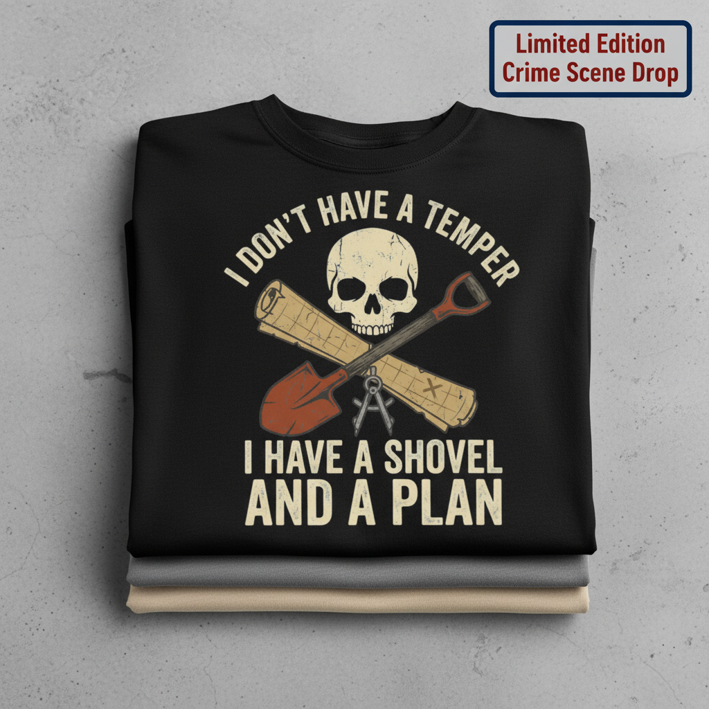 Shovel and a Plan Dark Humor T-Shirt_stacked_flatlay
