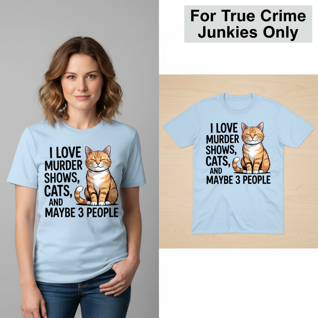 Murder Shows & Cats T-Shirt_model_flat