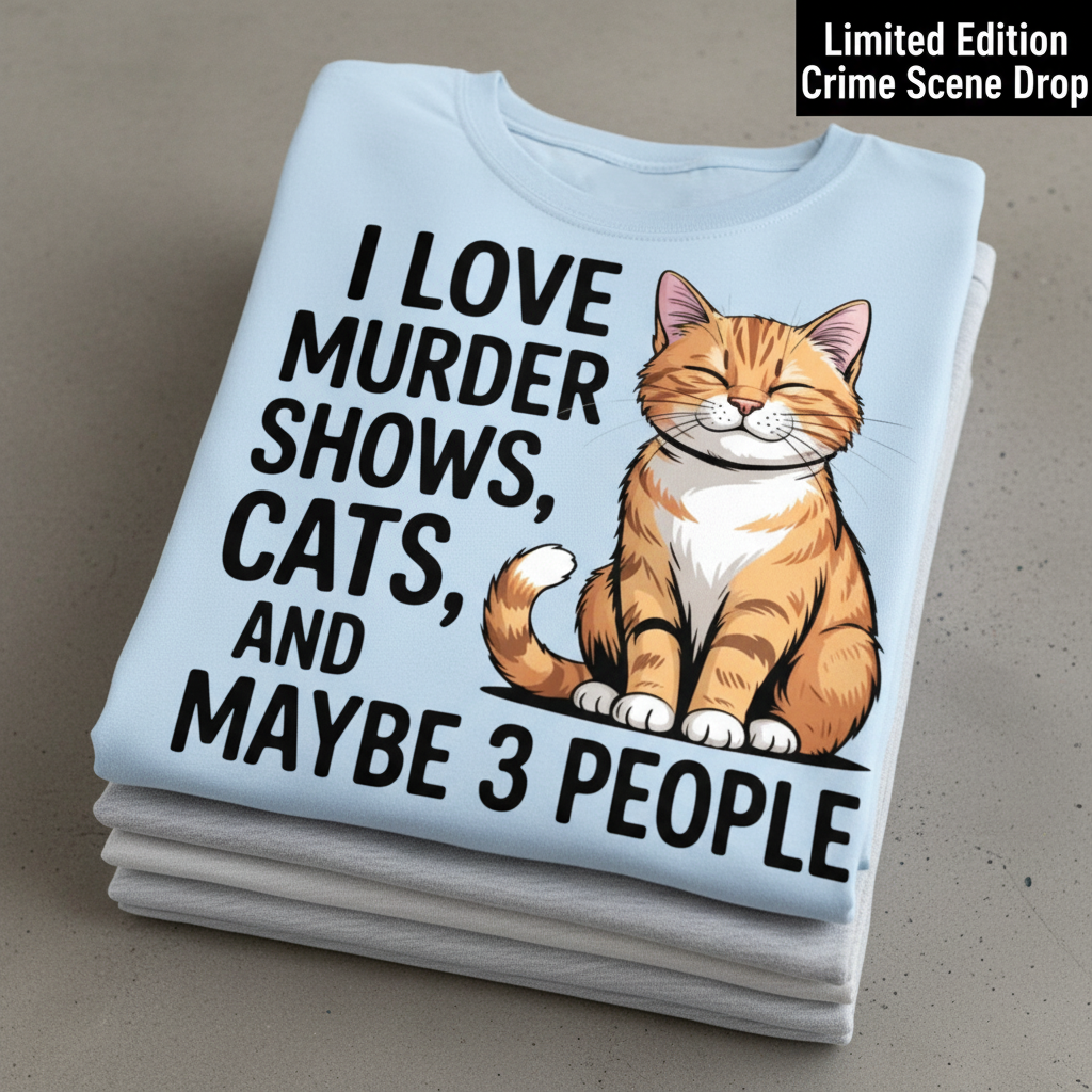 Murder Shows & Cats T-Shirt_stacked_flatlay