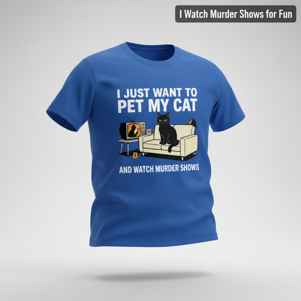 Pet My Cat and Watch Murder Shows T-Shirt_3d_float