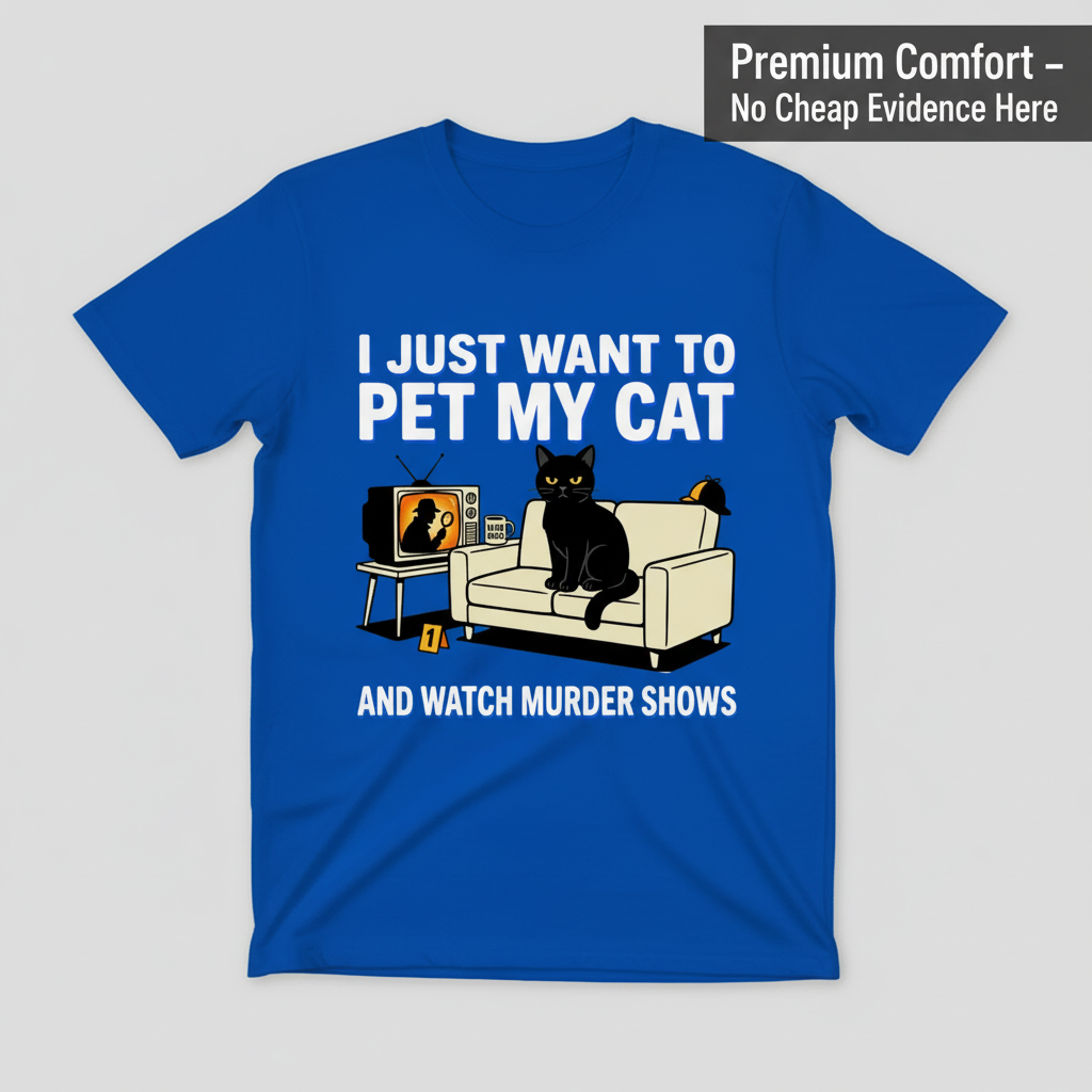 Pet My Cat and Watch Murder Shows T-Shirt_clean