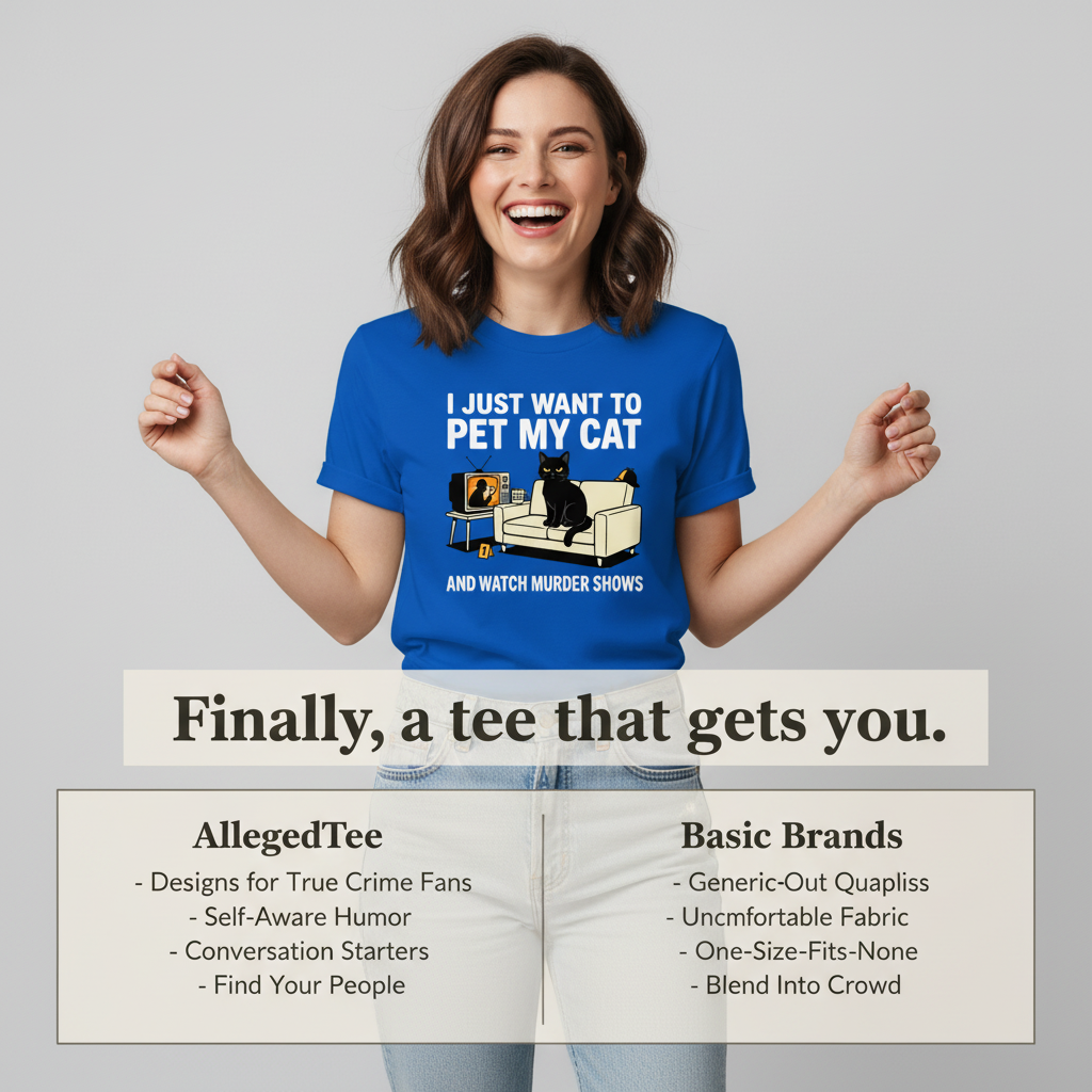 Pet My Cat and Watch Murder Shows T-Shirt_product_table