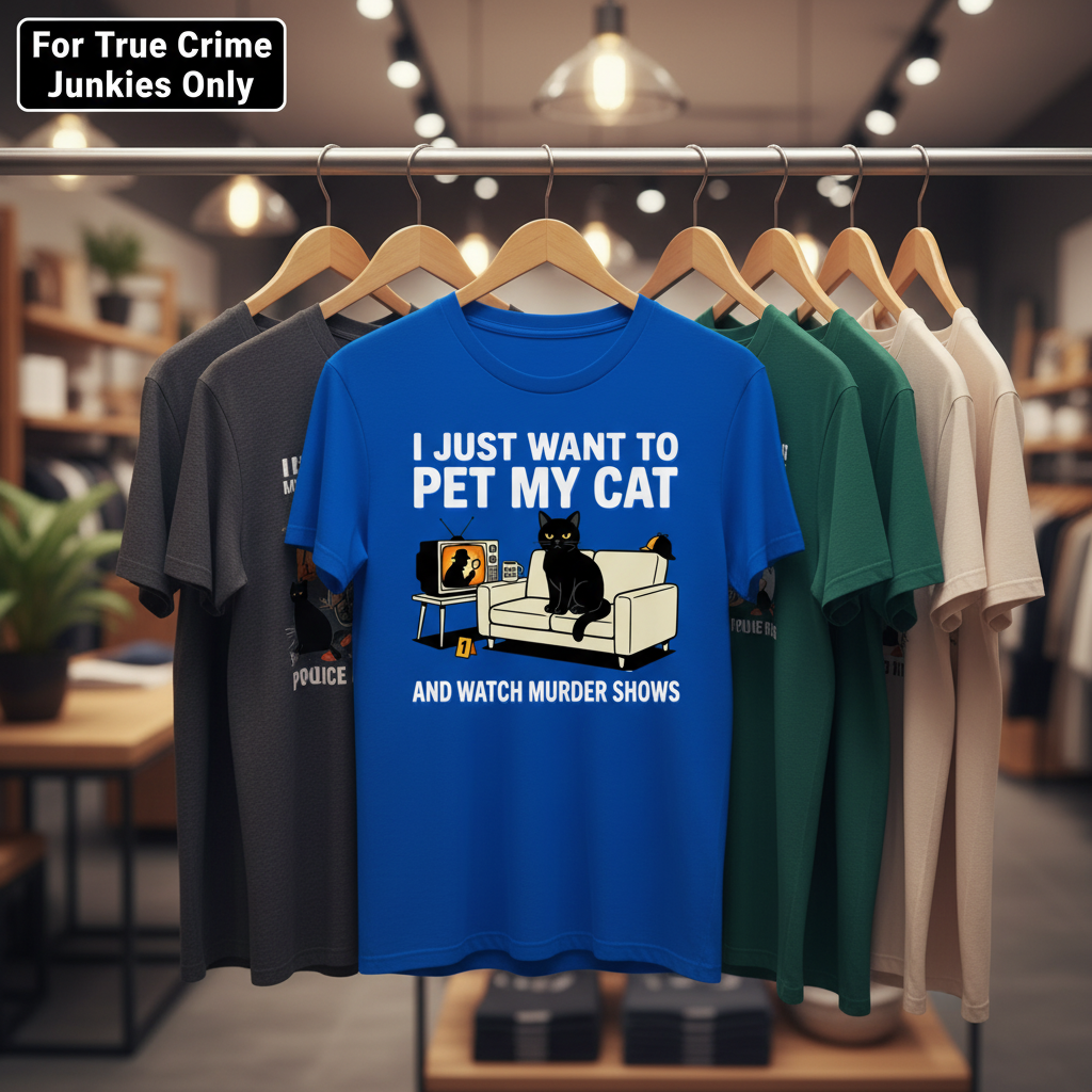 Pet My Cat and Watch Murder Shows T-Shirt_boutique_rack