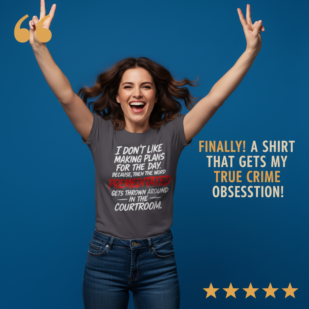 Premeditated Courtroom Humor T-Shirt_model_testimonial