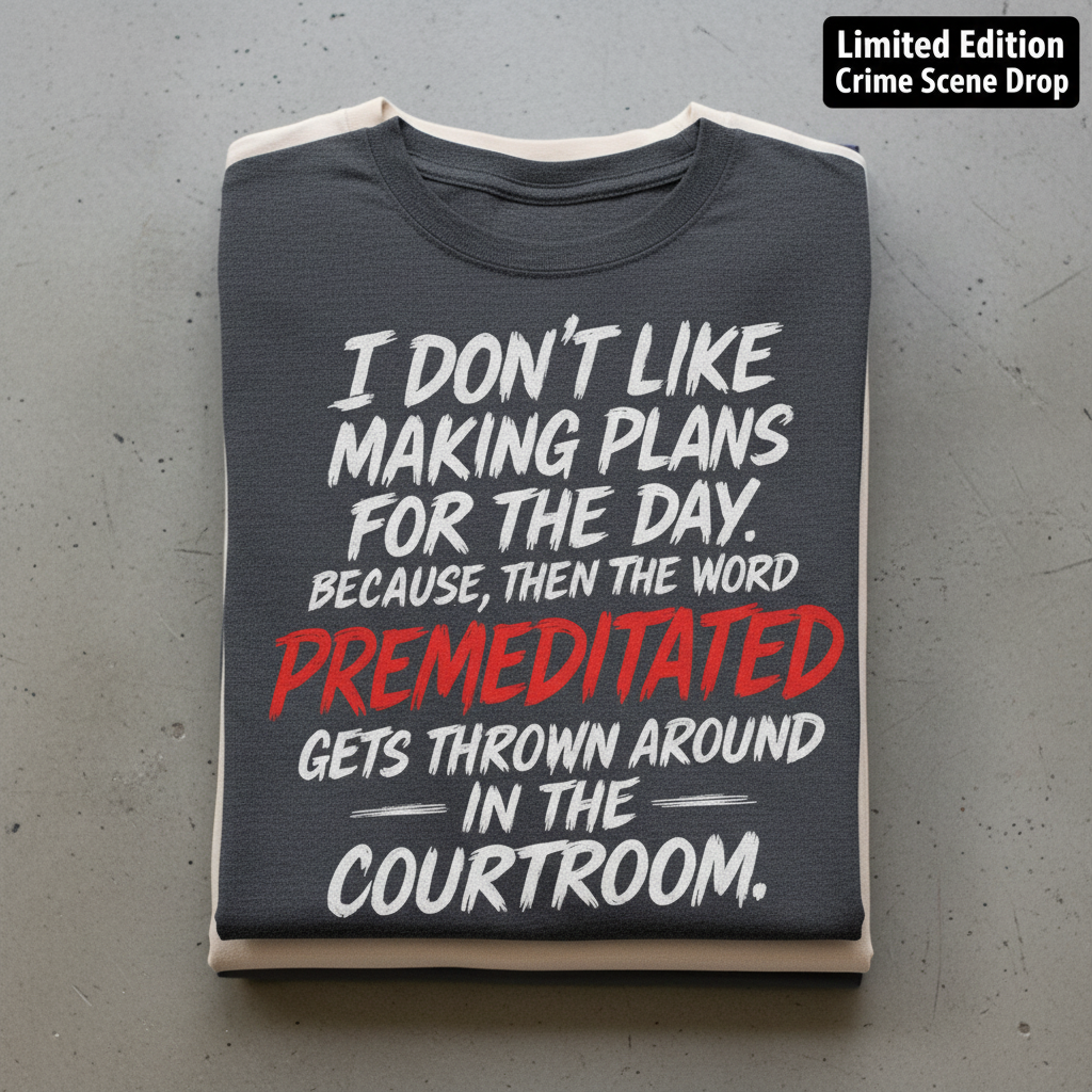 Premeditated Courtroom Humor T-Shirt_stacked_flatlay