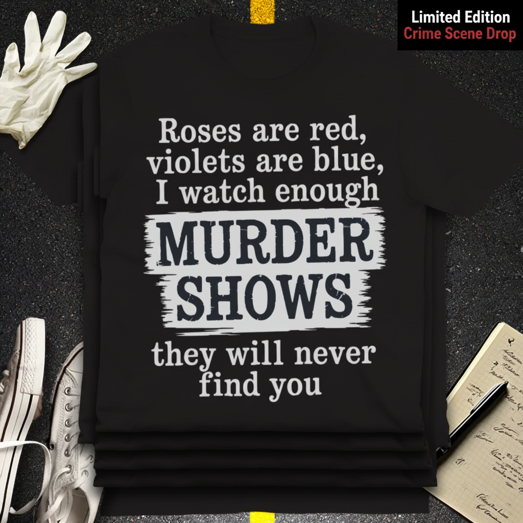 Murder Shows Poetry T-Shirt_stacked_flatlay