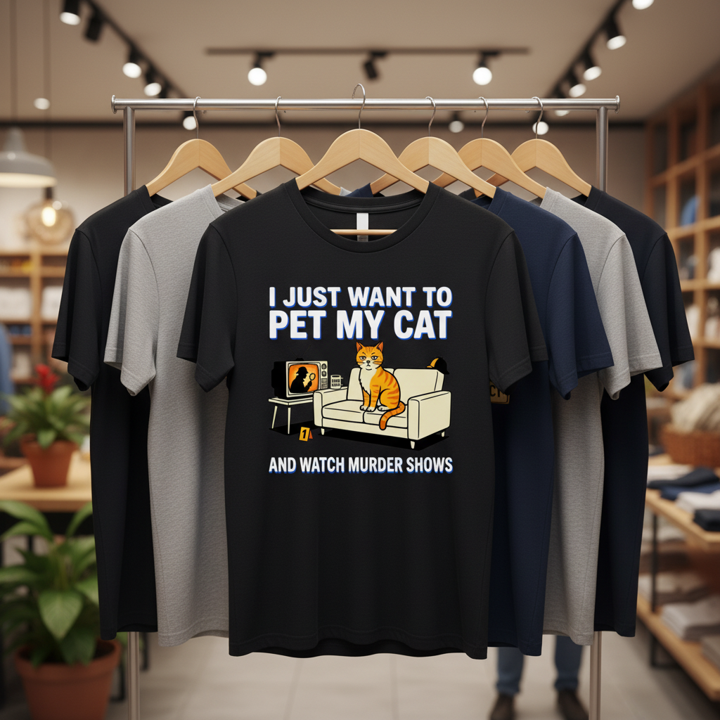Pet My Cat and Watch Murder Shows T-Shirt_boutique_rack