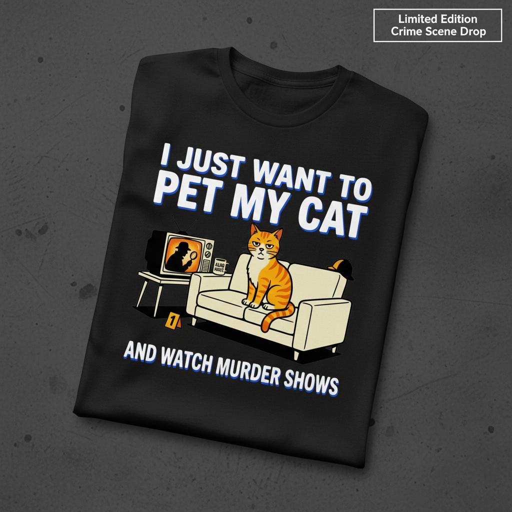 Pet My Cat and Watch Murder Shows T-Shirt_fold_tilt