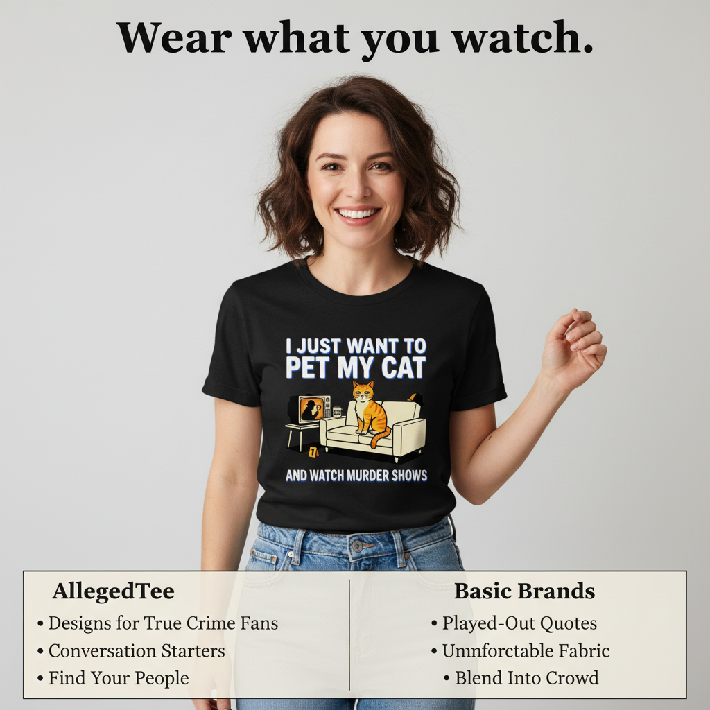 Pet My Cat and Watch Murder Shows T-Shirt_product_table