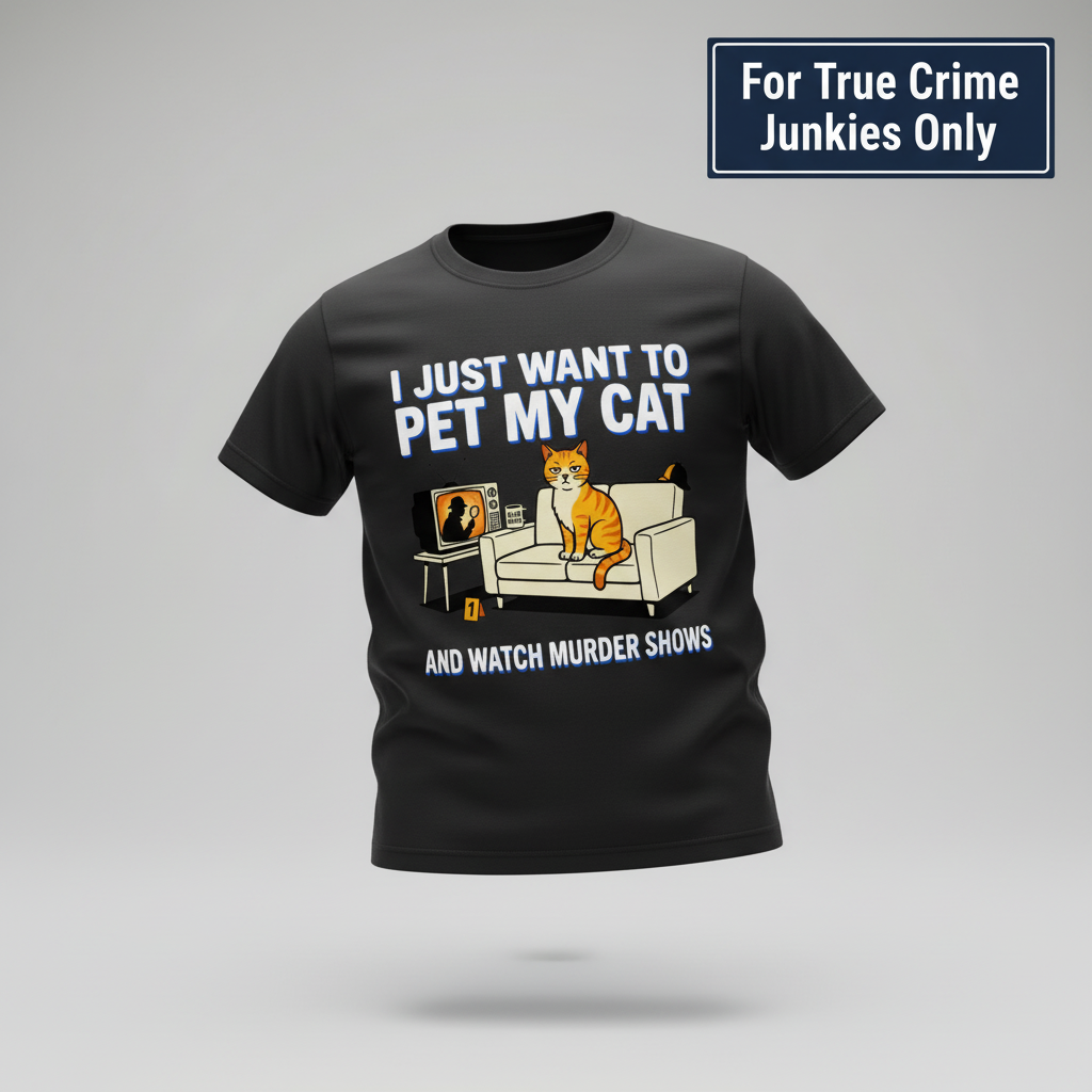 Pet My Cat and Watch Murder Shows T-Shirt_3d_float