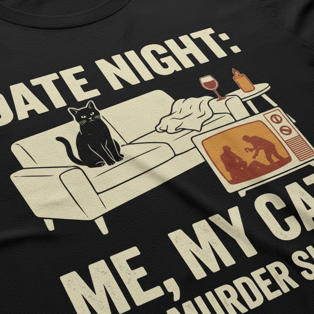 Me, My Cat & Murder Shows T-Shirt__detail