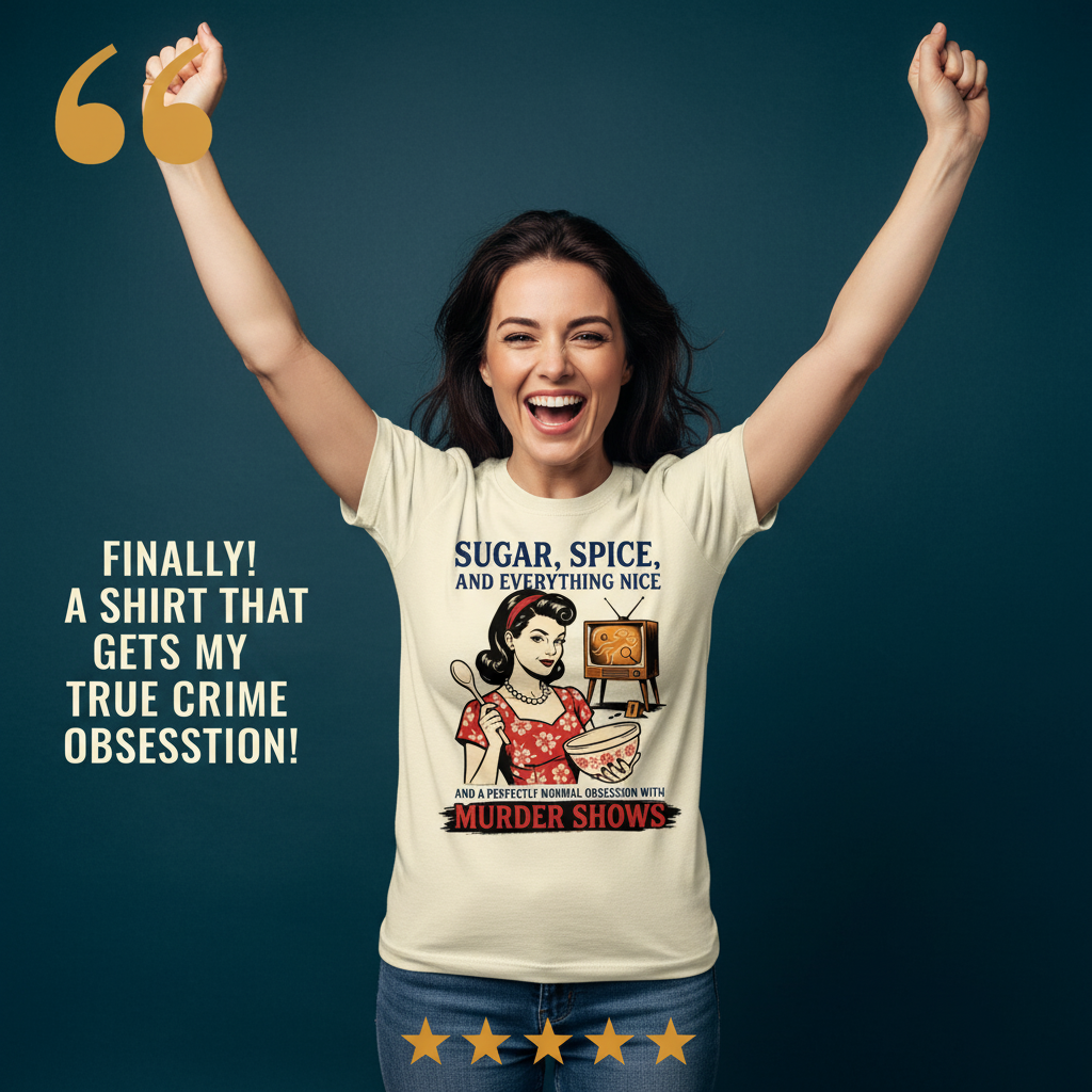 Sugar, Spice & Murder Show Obsession T-Shirt_model_testimonial