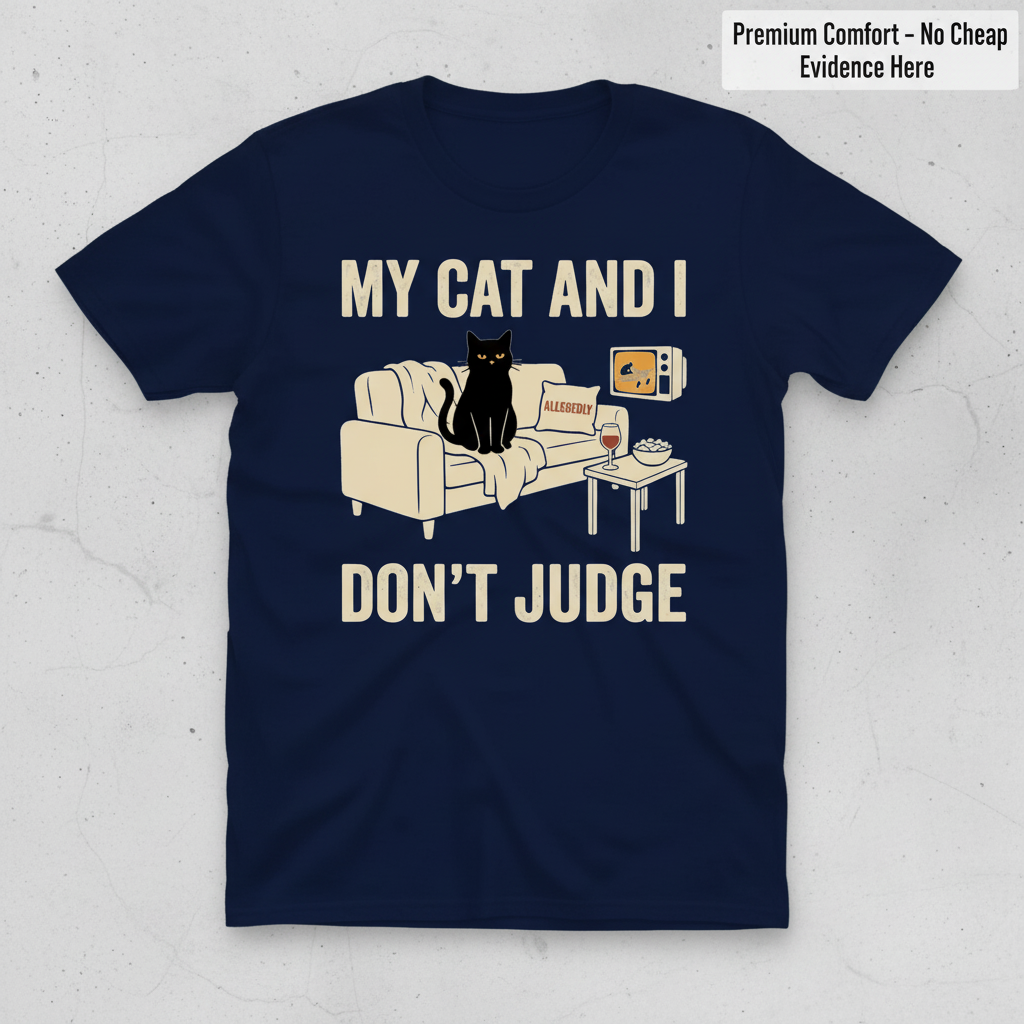 My Cat and I Don’t Judge T-Shirt_clean