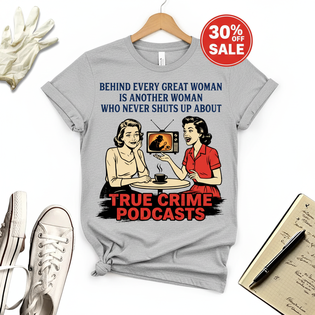 True Crime Podcast Chat Queens T-Shirt_3_model