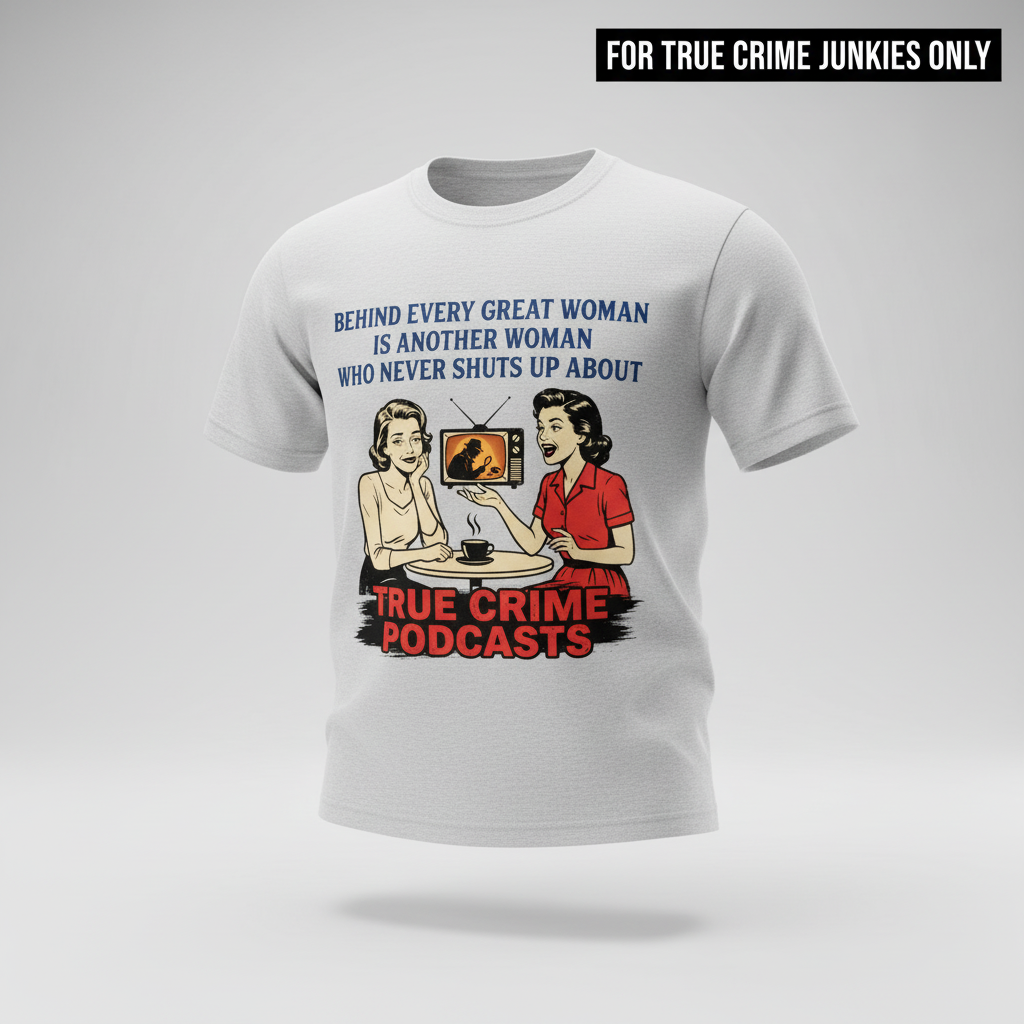 True Crime Podcast Chat Queens T-Shirt_3d_float