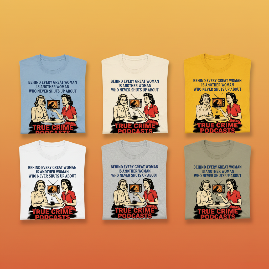 True Crime Podcast Chat Queens T-Shirt_6color_grid