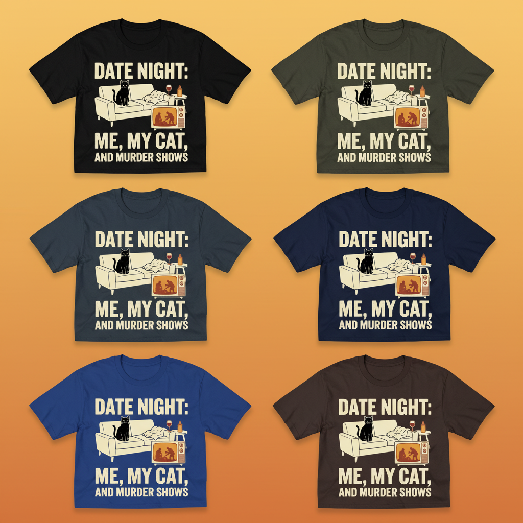 Me, My Cat & Murder Shows T-Shirt_6color_grid