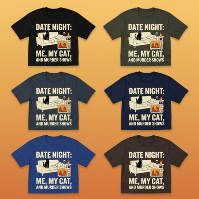 Me, My Cat & Murder Shows T-Shirt_6color_grid