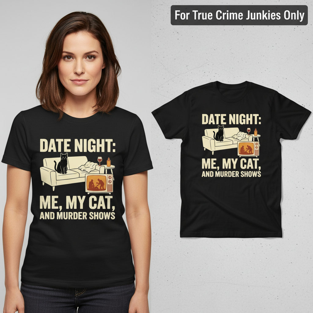 Me, My Cat & Murder Shows T-Shirt_model_flat