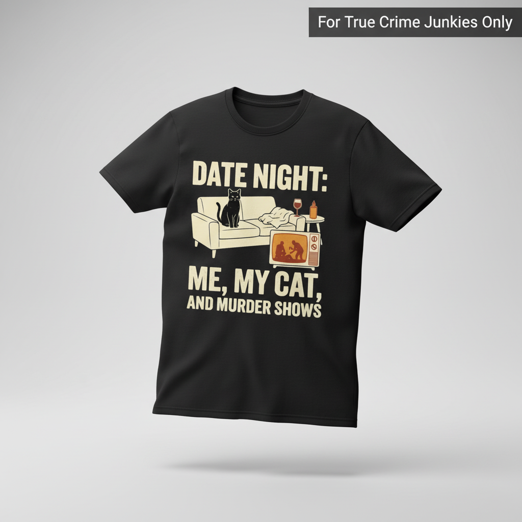 Me, My Cat & Murder Shows T-Shirt_3d_float