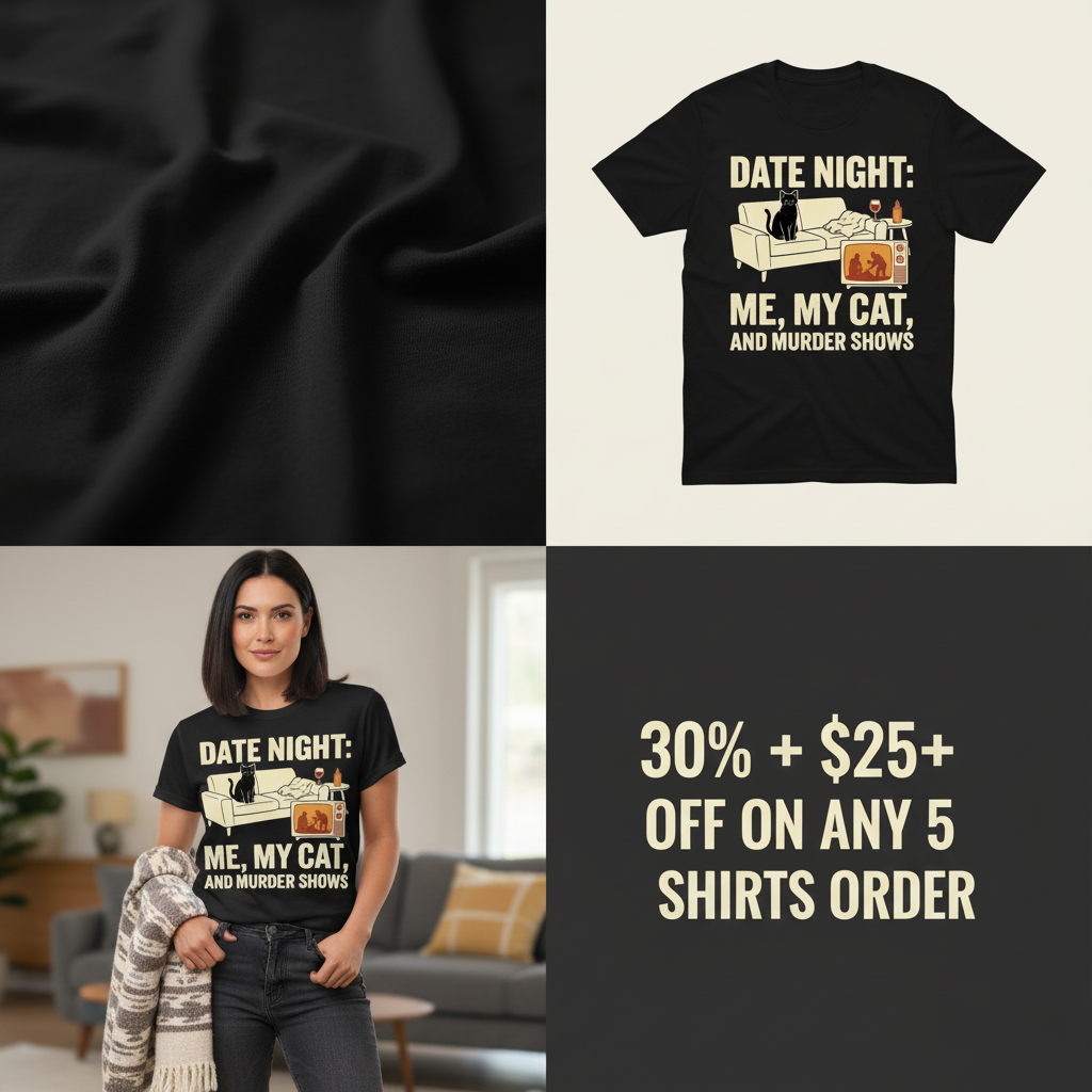 Me, My Cat & Murder Shows T-Shirt_4_panel