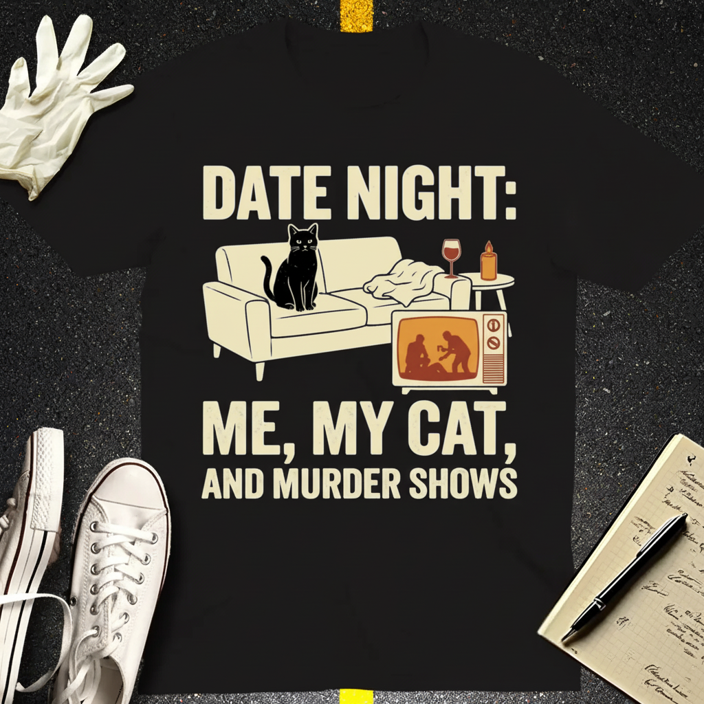 Me, My Cat & Murder Shows T-Shirt_3_model