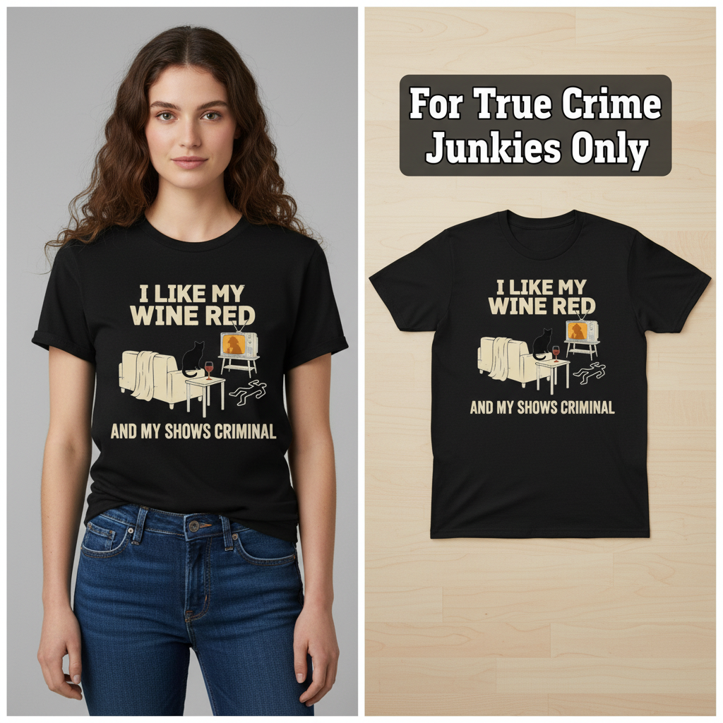 Wine & Crime Lover T-Shirt_model_flat