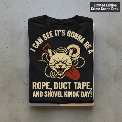 Rope, Duct Tape & Shovel T-Shirt_stacked_flatlay