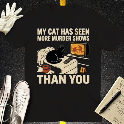 Murder-Show-Loving Cat T-Shirt_3_model