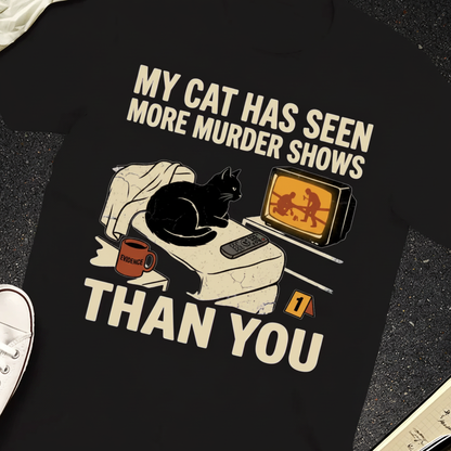 Murder-Show-Loving Cat T-Shirt_extreme_za