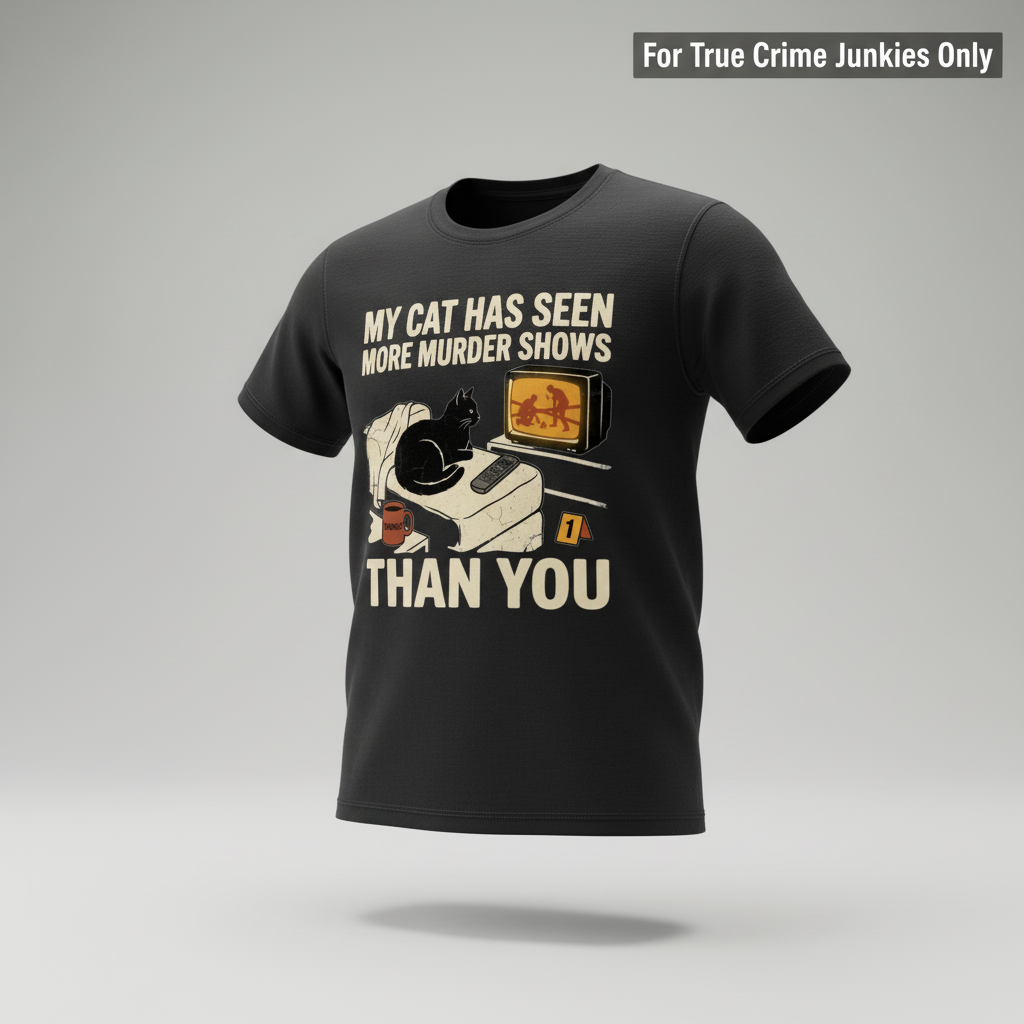 Murder-Show-Loving Cat T-Shirt_3d_float