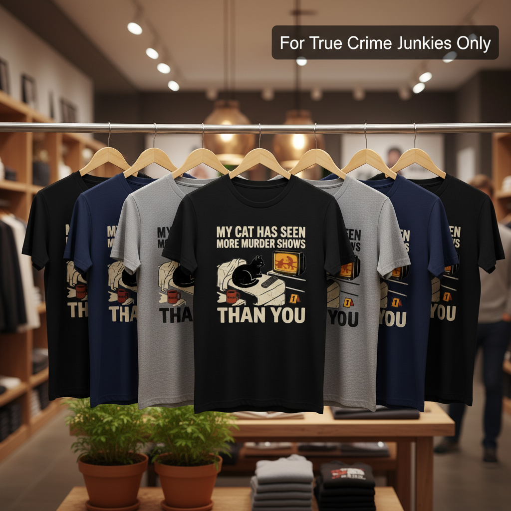 Murder-Show-Loving Cat T-Shirt_boutique_rack