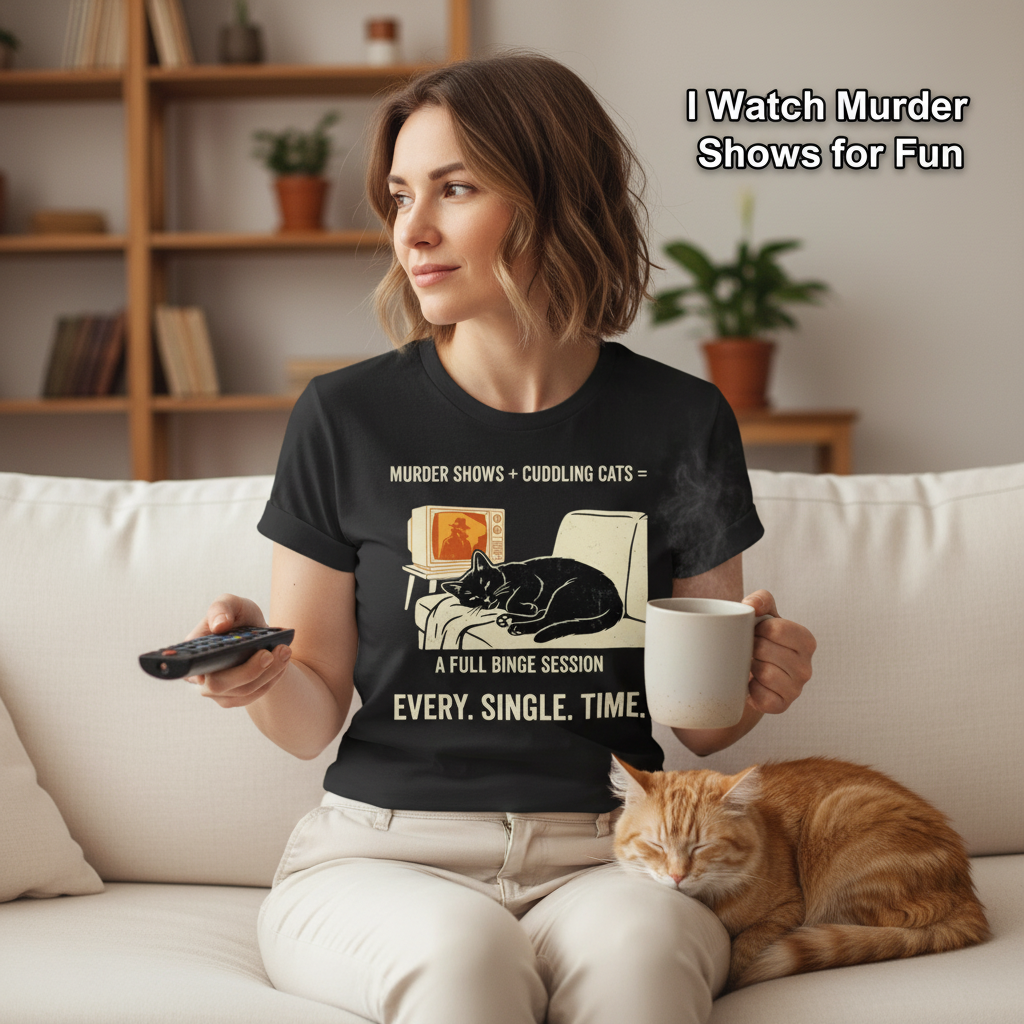 Murder Shows and Cuddly Cats T-Shirt__use