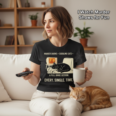 Murder Shows and Cuddly Cats T-Shirt__use