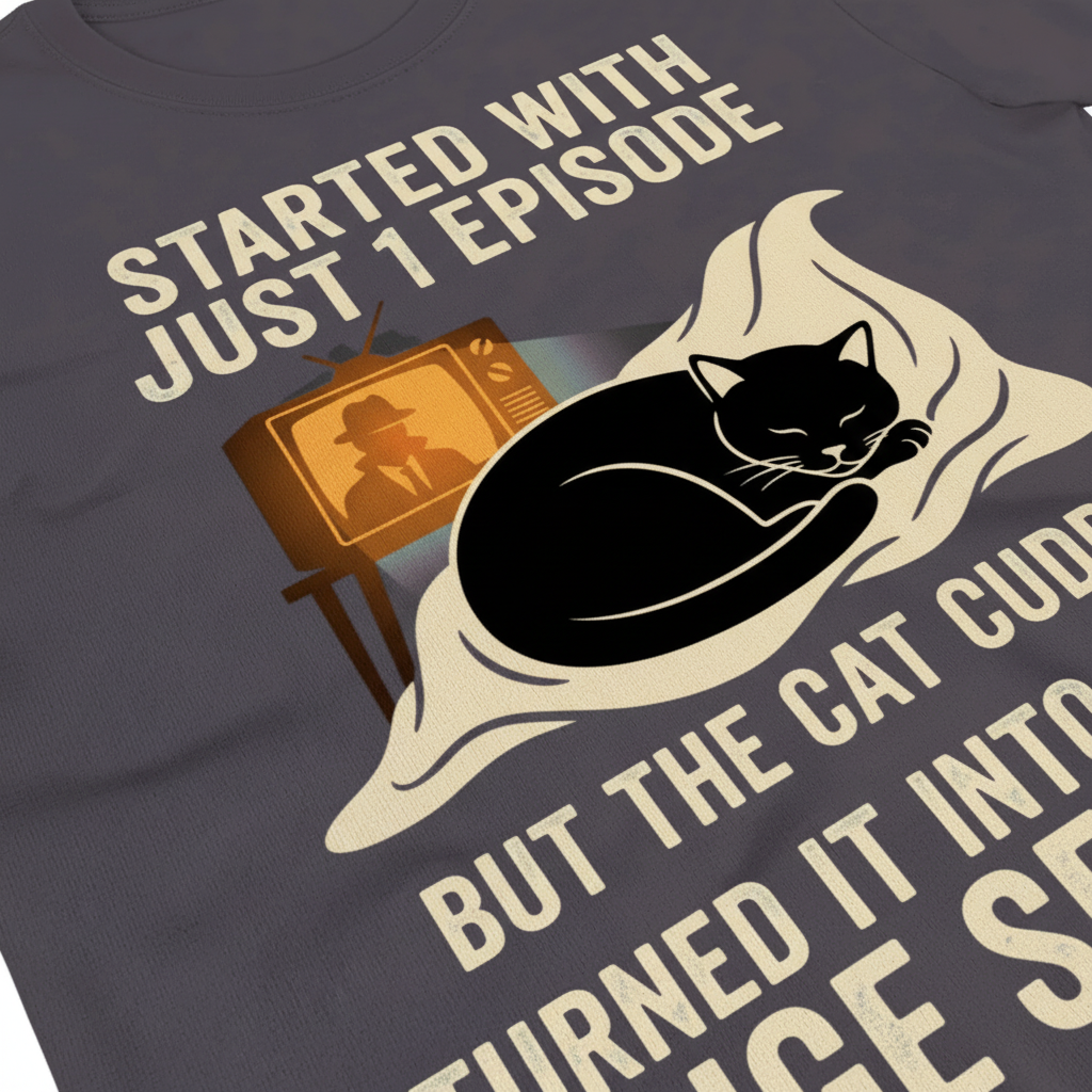 Cat Cuddle Binge Session T-Shirt__detail